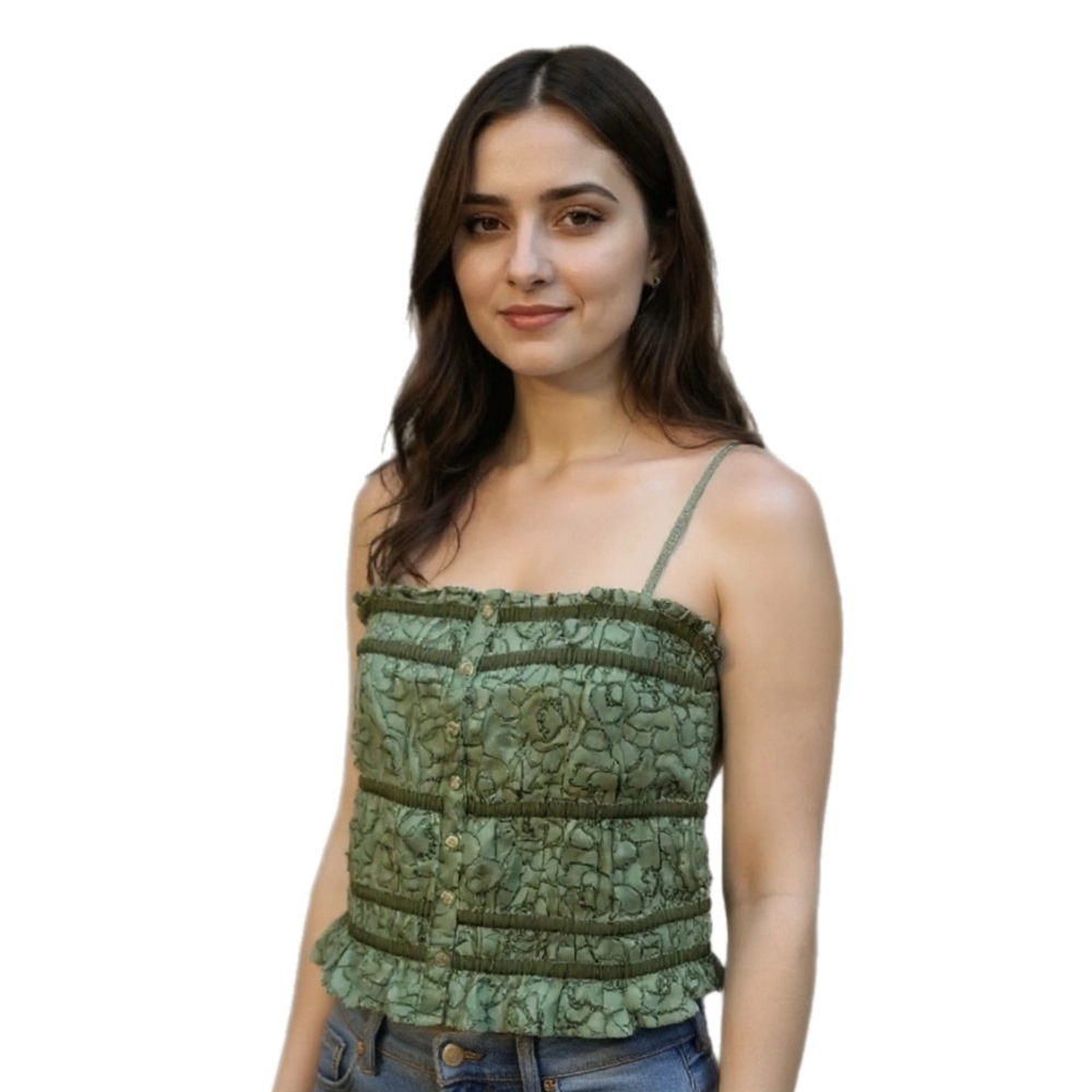 AEO Smocked Y2K Corset-Style Cami Top